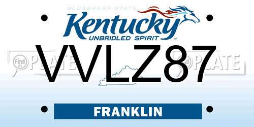 VVLZ87 Kentucky License Plate