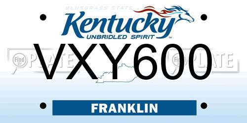 VXY600 Kentucky License Plate