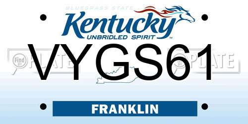 VYGS61 Kentucky License Plate