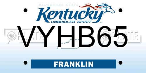 VYHB65 Kentucky License Plate