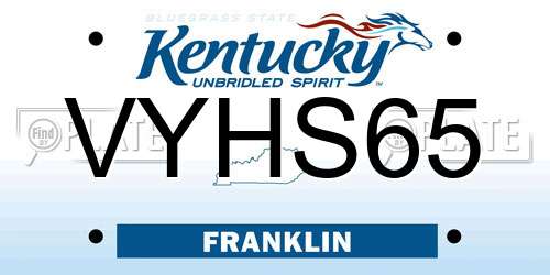 VYHS65 Kentucky License Plate