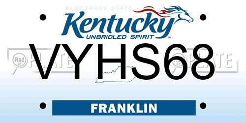 VYHS68 Kentucky License Plate