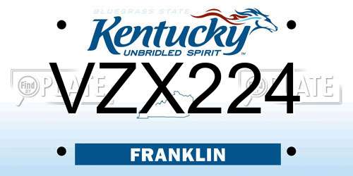 VZX224 Kentucky License Plate