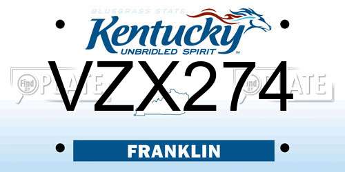 VZX274 Kentucky License Plate