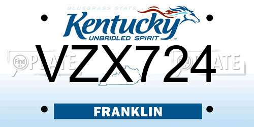 VZX724 Kentucky License Plate