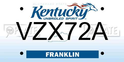 VZX72A Kentucky License Plate