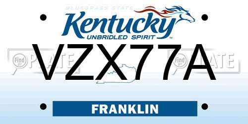 VZX77A Kentucky License Plate