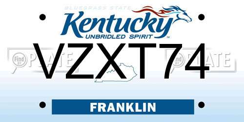 VZXT74 Kentucky License Plate