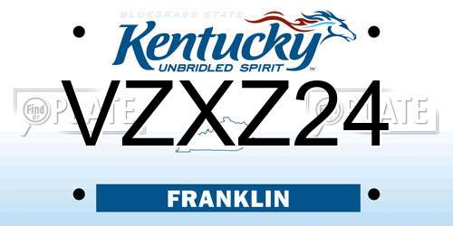 VZXZ24 Kentucky License Plate