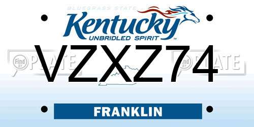 VZXZ74 Kentucky License Plate