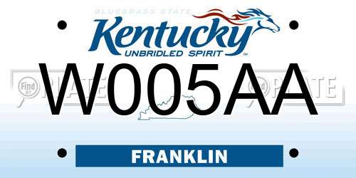 W005AA Kentucky License Plate