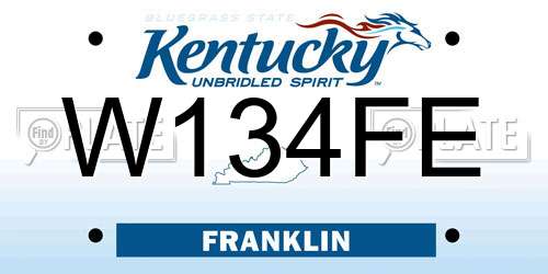 W134FE Kentucky License Plate