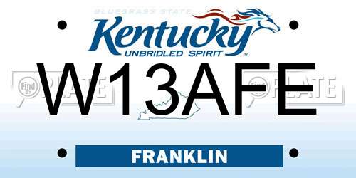 W13AFE Kentucky License Plate