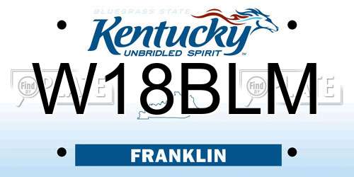 W18BLM Kentucky License Plate