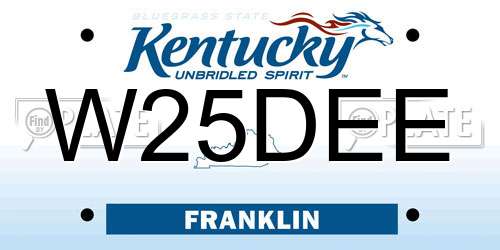 W25DEE Kentucky License Plate