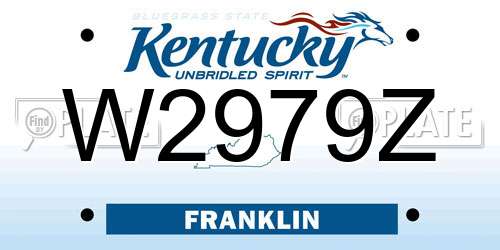 W2979Z Kentucky License Plate