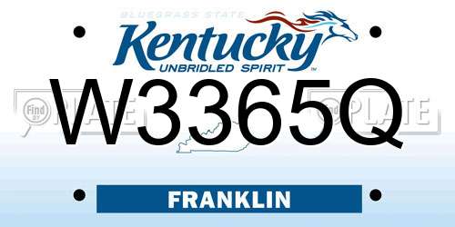 W3365Q Kentucky License Plate