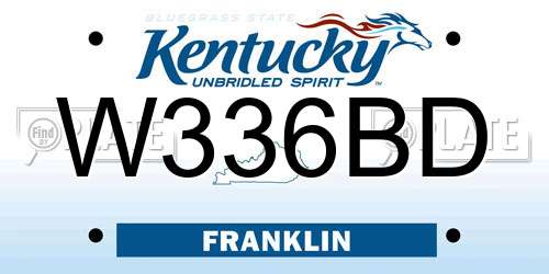 W336BD Kentucky License Plate