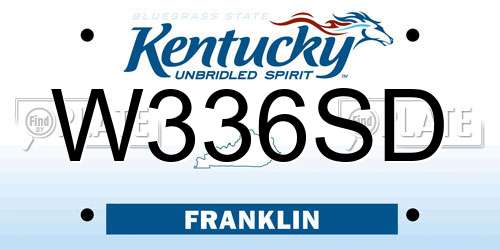W336SD Kentucky License Plate