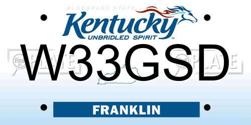 W33GSD Kentucky License Plate