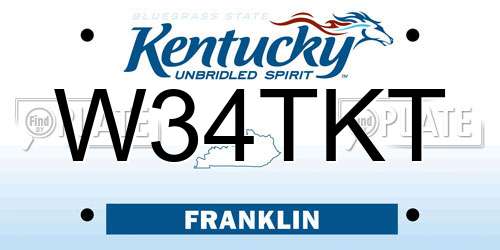 W34TKT Kentucky License Plate