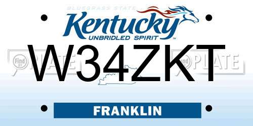 W34ZKT Kentucky License Plate