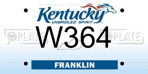 W364 Kentucky License Plate