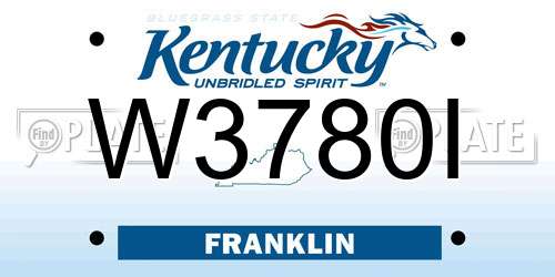 W3780I Kentucky License Plate