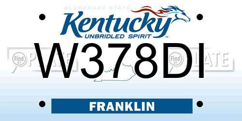 W378DI Kentucky License Plate