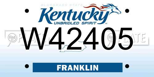 W42405 Kentucky License Plate