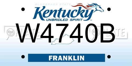W4740B Kentucky License Plate