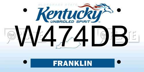 W474DB Kentucky License Plate