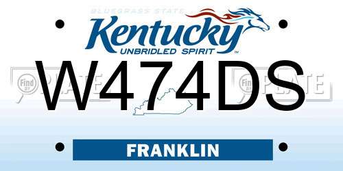 W474DS Kentucky License Plate