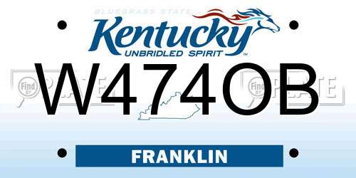 W474OB Kentucky License Plate