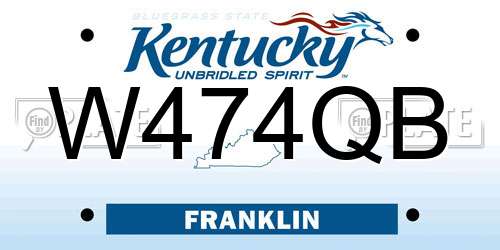 W474QB Kentucky License Plate