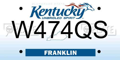W474QS Kentucky License Plate