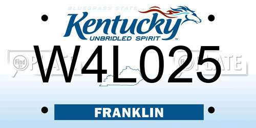 W4L025 Kentucky License Plate