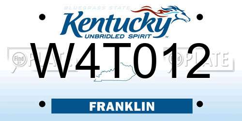 W4T012 Kentucky License Plate