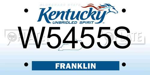 W5455S Kentucky License Plate
