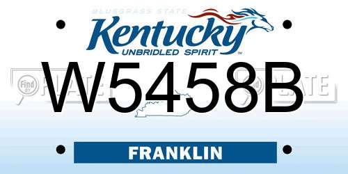 W5458B Kentucky License Plate