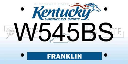 W545BS Kentucky License Plate