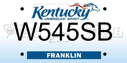 W545SB Kentucky License Plate