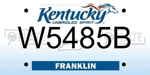 W5485B Kentucky License Plate