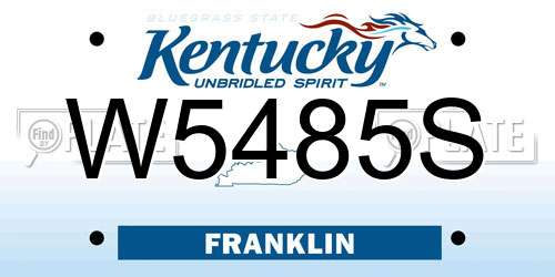 W5485S Kentucky License Plate