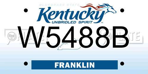 W5488B Kentucky License Plate