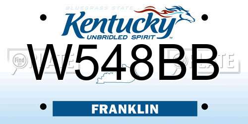 W548BB Kentucky License Plate