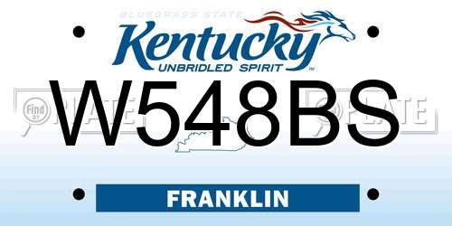 W548BS Kentucky License Plate
