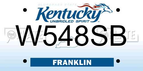 W548SB Kentucky License Plate