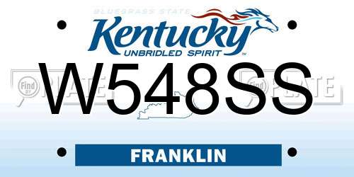 W548SS Kentucky License Plate