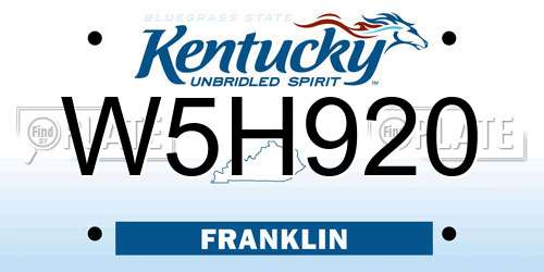 W5H920 Kentucky License Plate